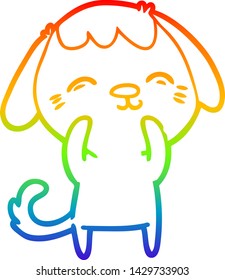 rainbow gradient line drawing of a happy cartoon dog
