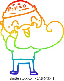 dibujo de línea de gradiente de arco iris de un hombre feliz con barba