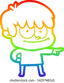 rainbow gradient line drawing of a happy cartoon man