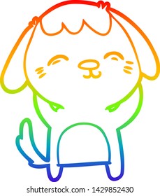 rainbow gradient line drawing of a happy cartoon dog