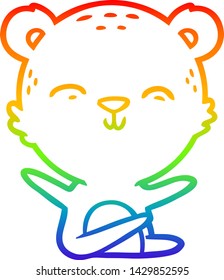 rainbow gradient line drawing of a happy cartoon bear