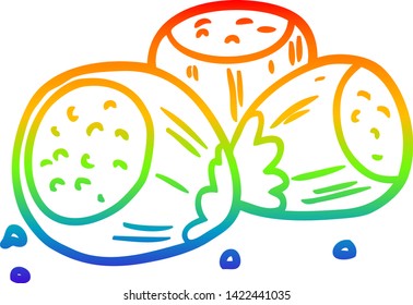 rainbow gradient line drawing of a hazelnuts