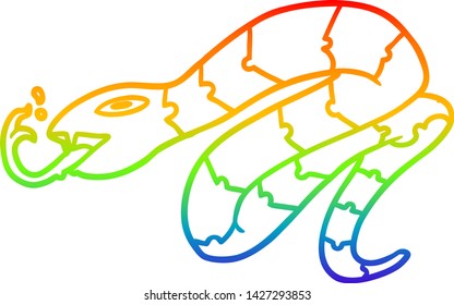 rainbow gradient line drawing of a hissing snake
