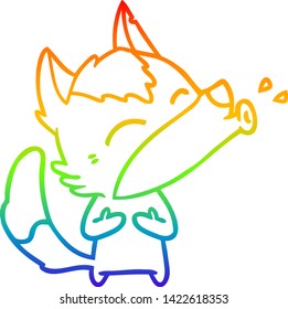 rainbow gradient line drawing of a howling wolf cartoon