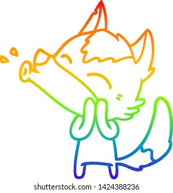 rainbow gradient line drawing of a howling wolf cartoon