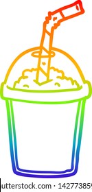 rainbow gradient line drawing of a iced smoothie