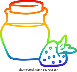 rainbow gradient line drawing of a jar of strawberry jam