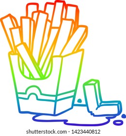 dibujo de la línea de gradiente de arcoiris de una papa de comida chatarra