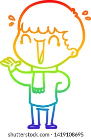 rainbow gradient line drawing of a laughing cartoon man