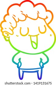 rainbow gradient line drawing of a laughing cartoon man