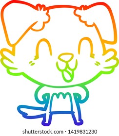 dibujo de una línea de gradiente de arco iris de un perro caricaturista