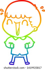 rainbow gradient line drawing of a laughing cartoon man