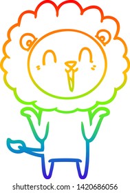 dibujo de una línea degradada de un león que se ríe encogiéndose hombros