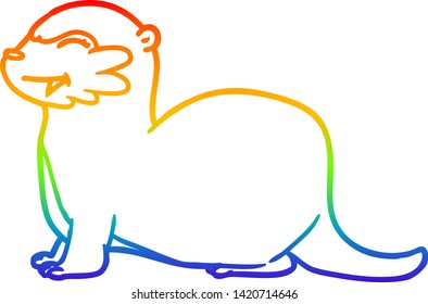 rainbow gradient line drawing of a laughing otter cartoon