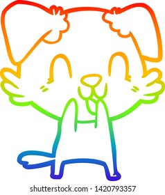dibujo de una línea de gradiente de arco iris de un perro caricaturista
