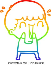rainbow gradient line drawing of a laughing cartoon man
