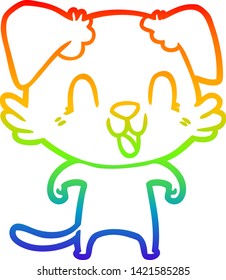 rainbow gradient line drawing of a laughing cartoon dog