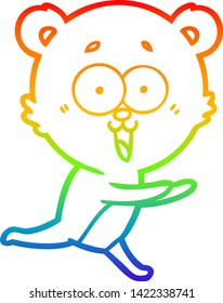 rainbow gradient line drawing of a laughing teddy  bear cartoon