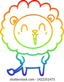 Regenbogen-Farbverlauf-Zeichnung eines lachenden Löwenkartoons