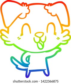 dibujo de una línea de gradiente de arco iris de un perro caricaturista