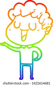 dibujo de una línea de gradiente de arcoiris de un hombre de caricatura que se ríe