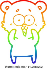 rainbow gradient line drawing of a laughing teddy  bear cartoon