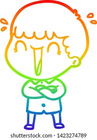 rainbow gradient line drawing of a laughing cartoon man
