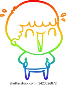 rainbow gradient line drawing of a laughing cartoon man