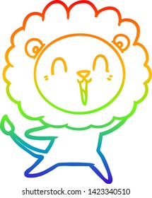 Regenbogen-Farbverlauf-Zeichnung eines lachenden Löwenkartoons