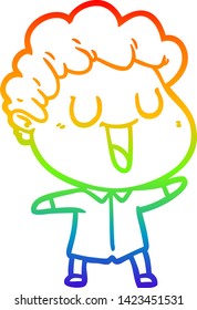 rainbow gradient line drawing of a laughing cartoon man
