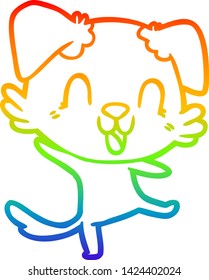 dibujo de una línea de gradiente de arco iris de un perro caricaturista