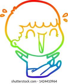 rainbow gradient line drawing of a laughing cartoon man
