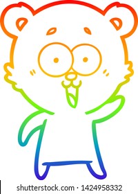 rainbow gradient line drawing of a laughing teddy  bear cartoon