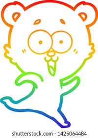 rainbow gradient line drawing of a laughing teddy  bear cartoon