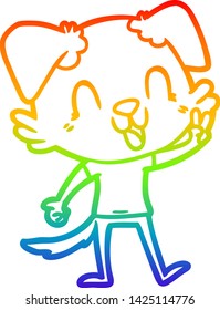 dibujo de una línea de gradiente de arco iris de un perro caricaturista
