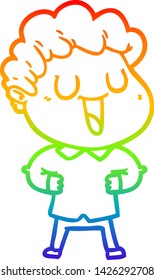 rainbow gradient line drawing of a laughing cartoon man