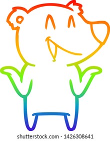Regenbogen-Farbverlauf-Zeichnung eines lachenden Bärenkartoons