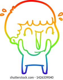 rainbow gradient line drawing of a laughing cartoon man