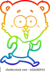 rainbow gradient line drawing of a laughing teddy  bear cartoon