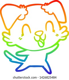 dibujo de una línea de gradiente de arco iris de un perro caricaturista