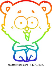 rainbow gradient line drawing of a laughing teddy  bear cartoon