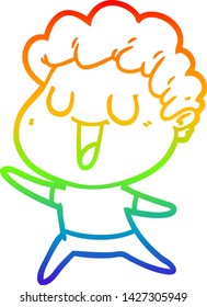 rainbow gradient line drawing of a laughing cartoon man