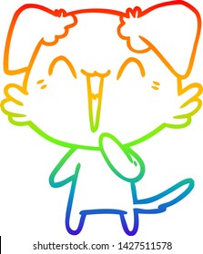 dibujo de la línea de gradiente del arco iris de una caricatura de un perro riéndose