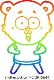 rainbow gradient line drawing of a laughing teddy  bear cartoon