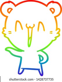 rainbow gradient line drawing of a laughing polar bear cartoon