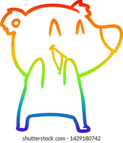 rainbow gradient line drawing of a laughing polar bear cartoon