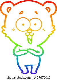 Regenbogen-Farbverlauf-Zeichnung eines lachenden Teddybären-Cartoons
