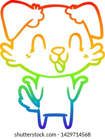 Regenbogengradientenzeichnung eines lachenden Cartoon-Hundes mit Schultern