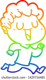 rainbow gradient line drawing of a laughing cartoon man