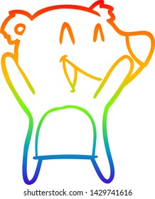 rainbow gradient line drawing of a laughing polar bear cartoon